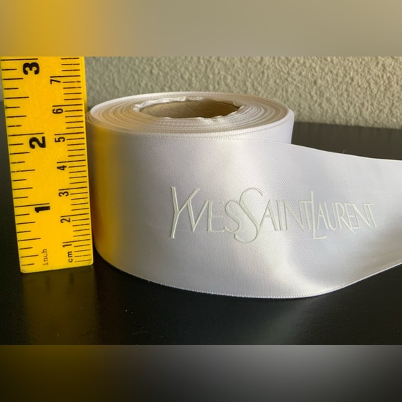 Vintage Unused Yves Saint Laurent Satin Ribbon White 2 inch Wide - Picture 4 of 5
